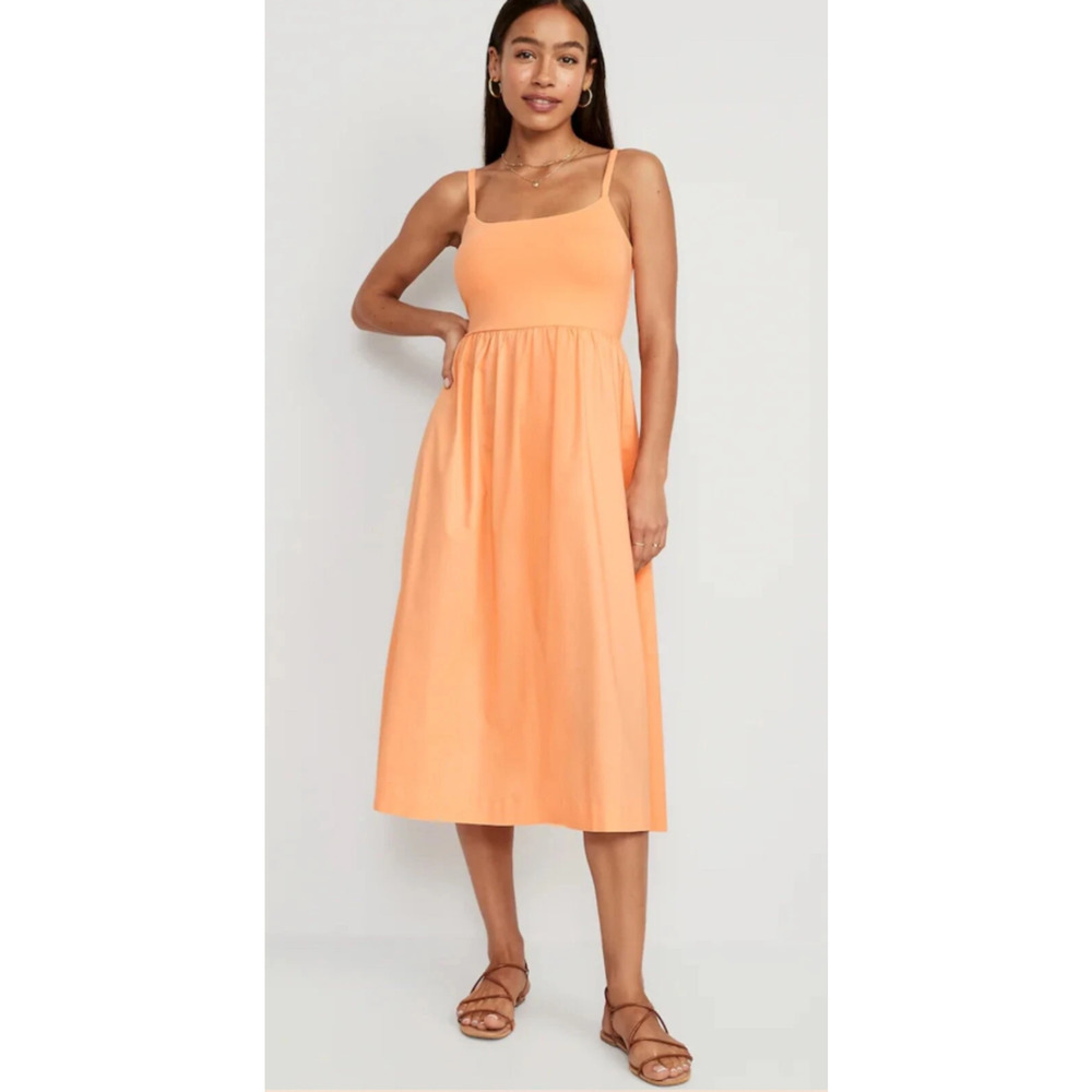 Old Navy Orange Sleeveless Summer Cami Midi Fit & Flare Dress Womans‎ Size 2X